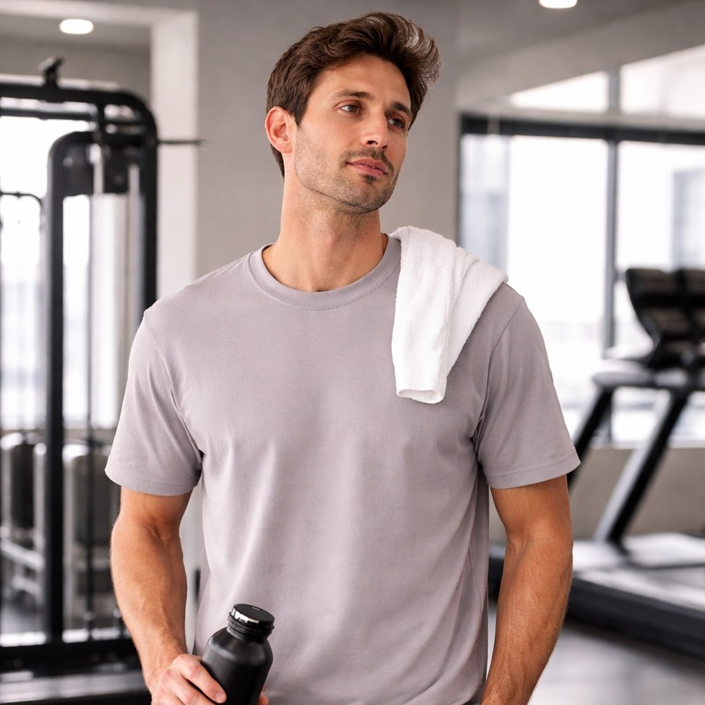 Men’s Luxe Gray Athletic Tee-Gym to Street Essential